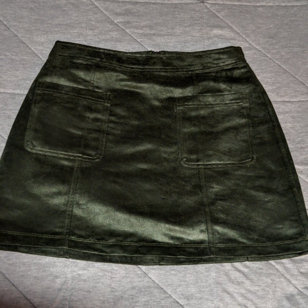 Emerald green velvet skirt